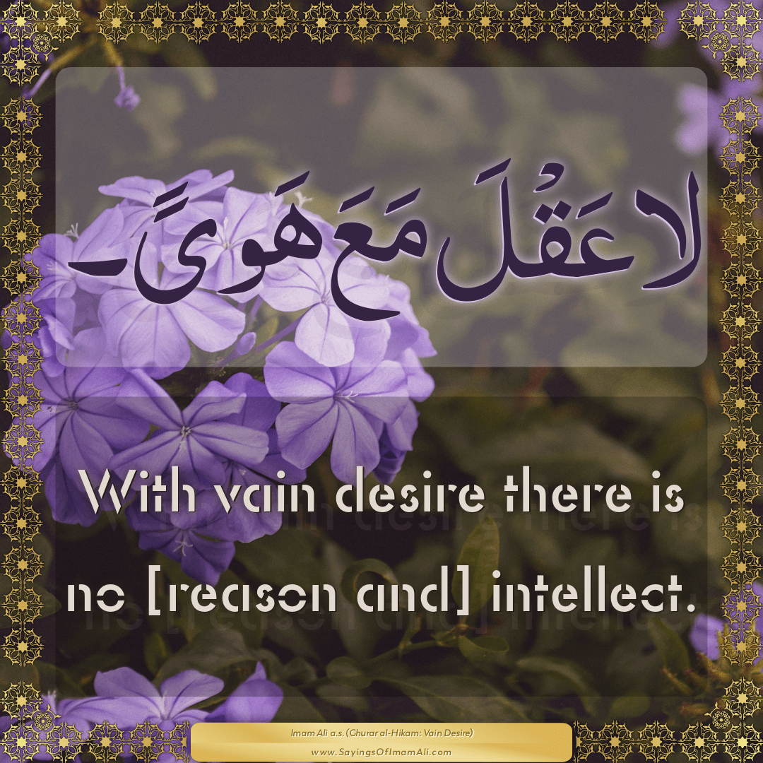 With vain desire there is no [reason and] intellect.